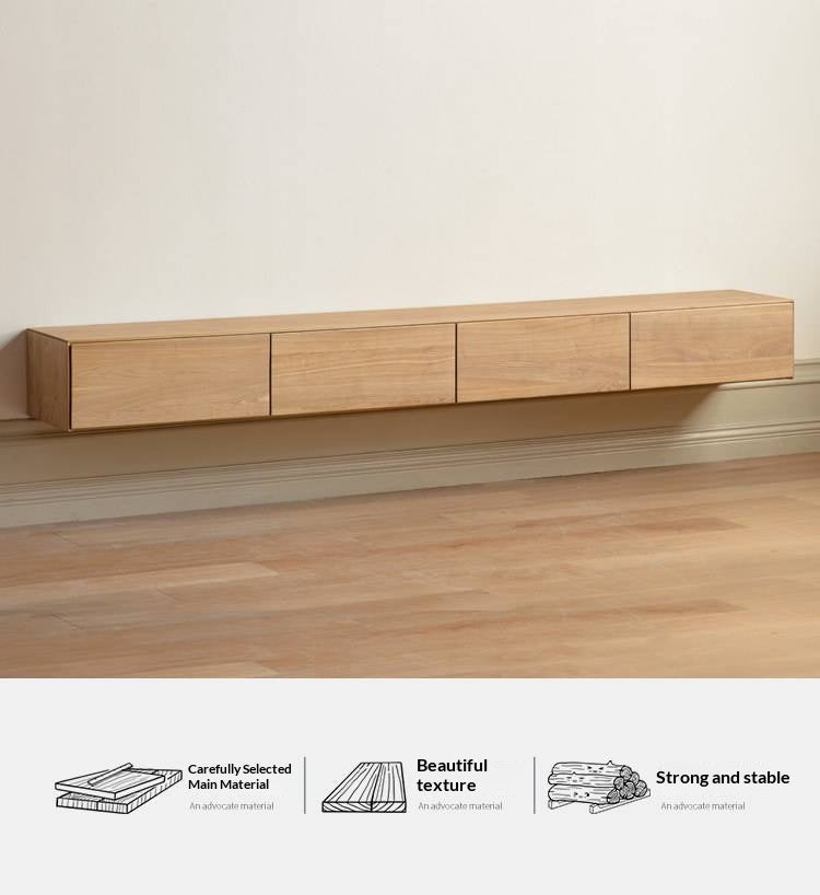 Oak Solid Wood TV Cabinet Minimalist Light Suspended-