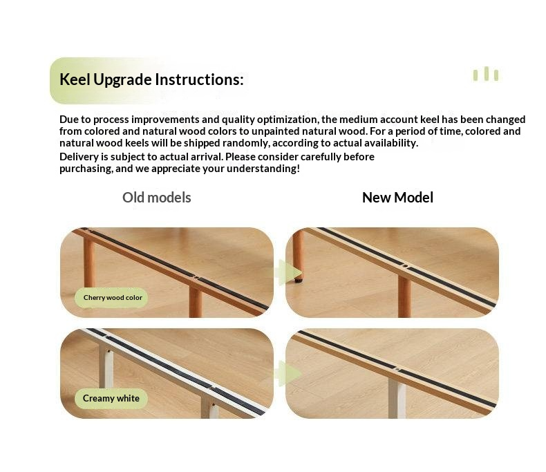 Oak Solid Wood Bed — Cream Style with Slanted Backrest