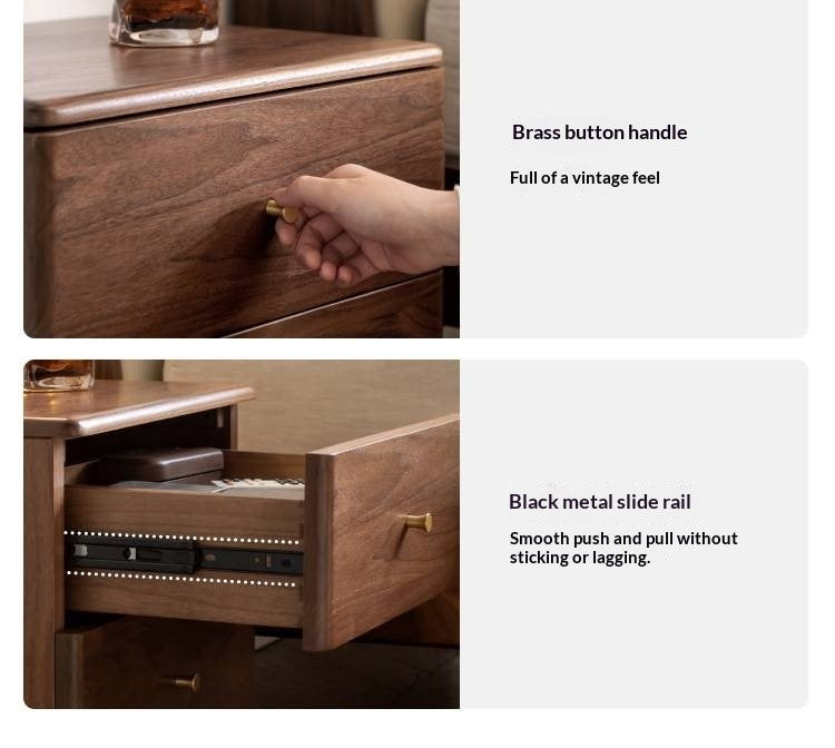 Black Walnut Solid Wood Italian Light Luxury Style Nightstand