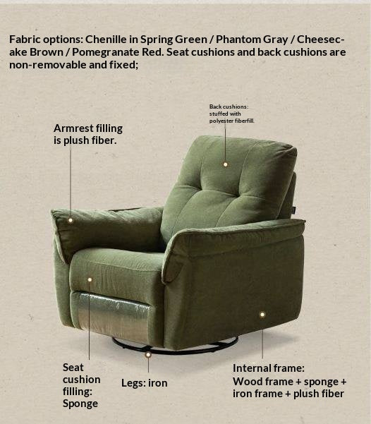 Swivel Rocker Recliner Chair with Tufted Pillow Back