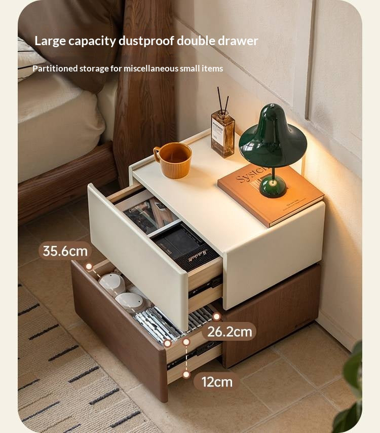 Solid RubberWood Two-Tone Nightstand