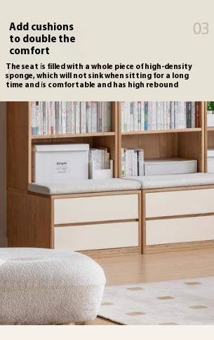 Oak Solid Wood Cream Style Study Bookcase