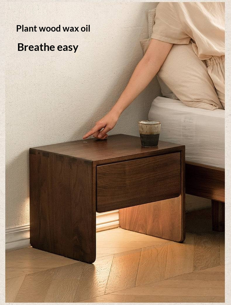 Black Walnut, Ash Solid Wood Simple Modern Nightstand
