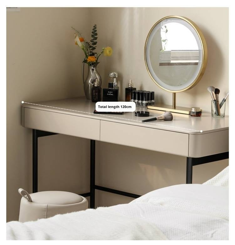 Poplar Solid Wood Double-Draw Desk Light Luxury