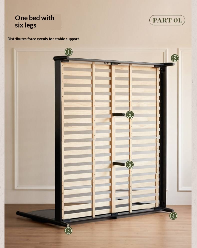 Rubberwood Solid Wood Bed — French Vintage Style, Large Slab Bed