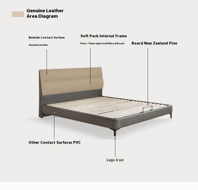 Luxury Genuine Leather Modern Minimalist Bed