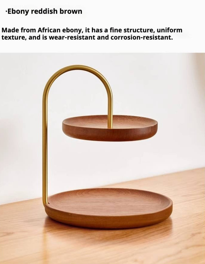 Beech, Ebony Solid Wood Double-Layer Tray