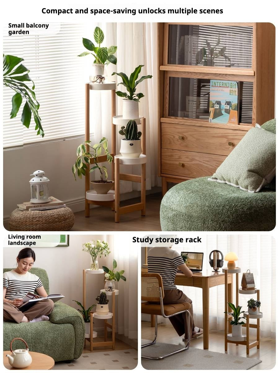 Beech Solid Wood Floor Simplified Multi layered Flower Rack