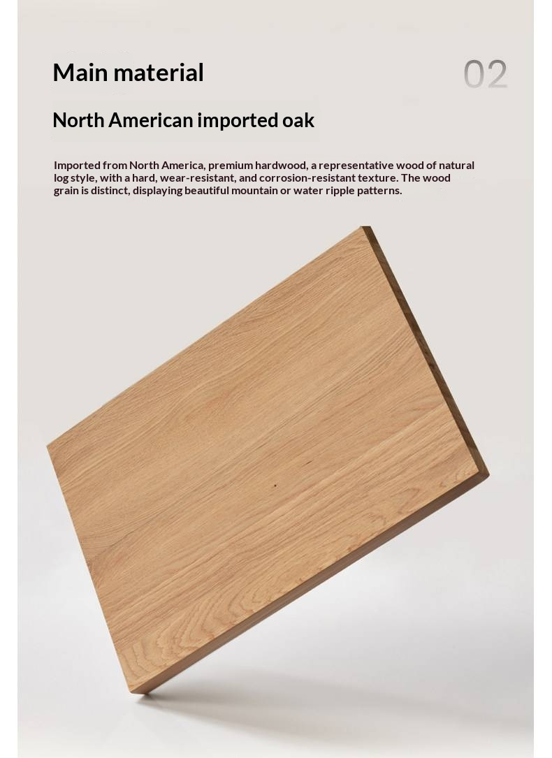 Oak Solid Wood Bed — Modern Minimalist, Genuine Leather Upholstered Bed