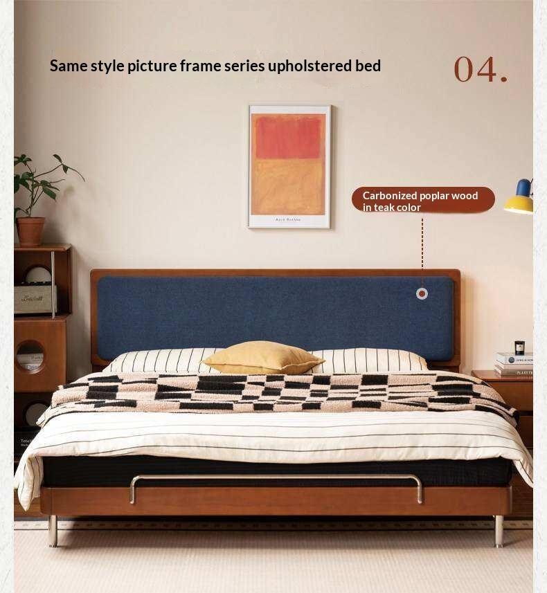 Rubberwood Solid Wood Ancient Style Double Bed