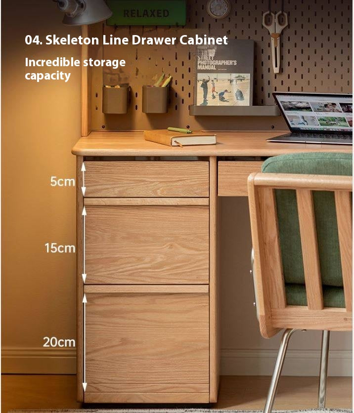 Oak Solid Wood Modern Computer Desk With Shelf