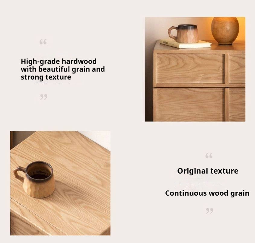 Ash Solid Wood Wabi-Sabi Style Nightstand.