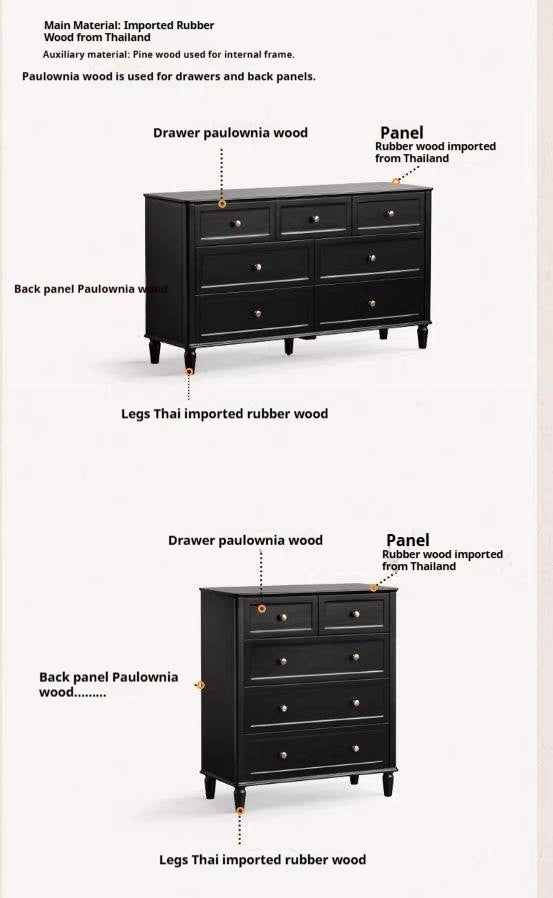 Solid RubberWood, Oak Solid Wood American Style Dresser, Drawers