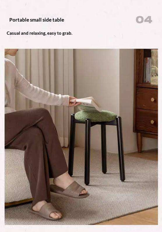 Solid Rubberwood Modern Stacking Stool