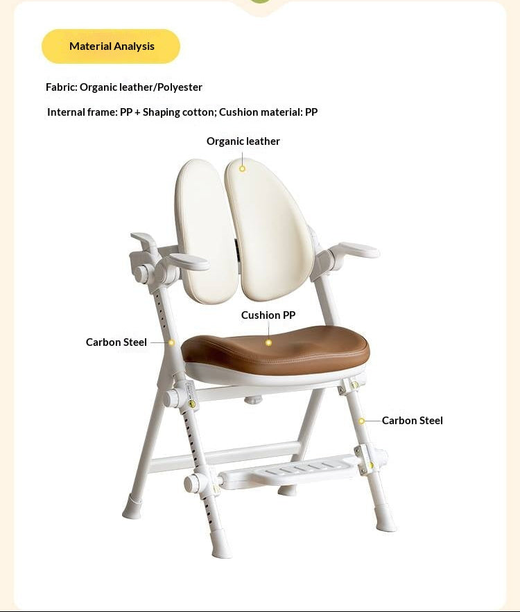 Ergonomic Kids Study Chair with Double Back Support and Adjustable Footrest