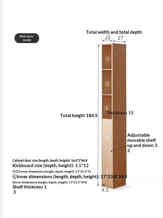Oak, Solid Rubberwood Ultra Narrow Bookcase