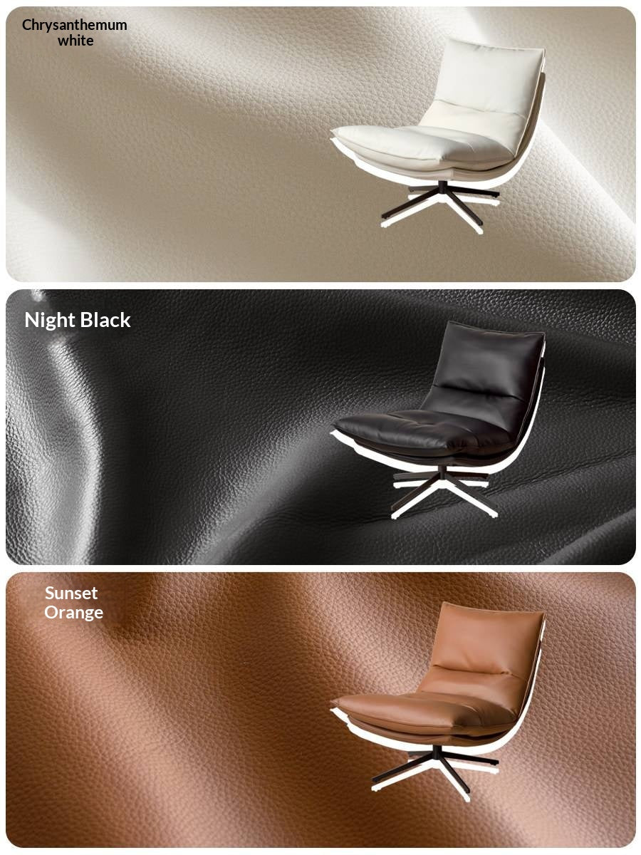 Italian Modern Swivel Lounge Chair with Upholstered Cushion eco leather