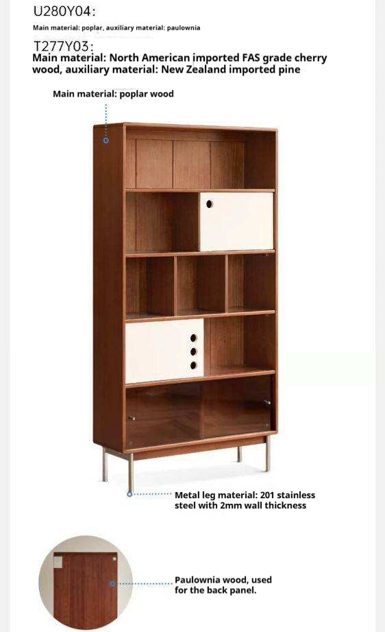 Poplar, Cherry Solid Wood Ancient Style Bookcase