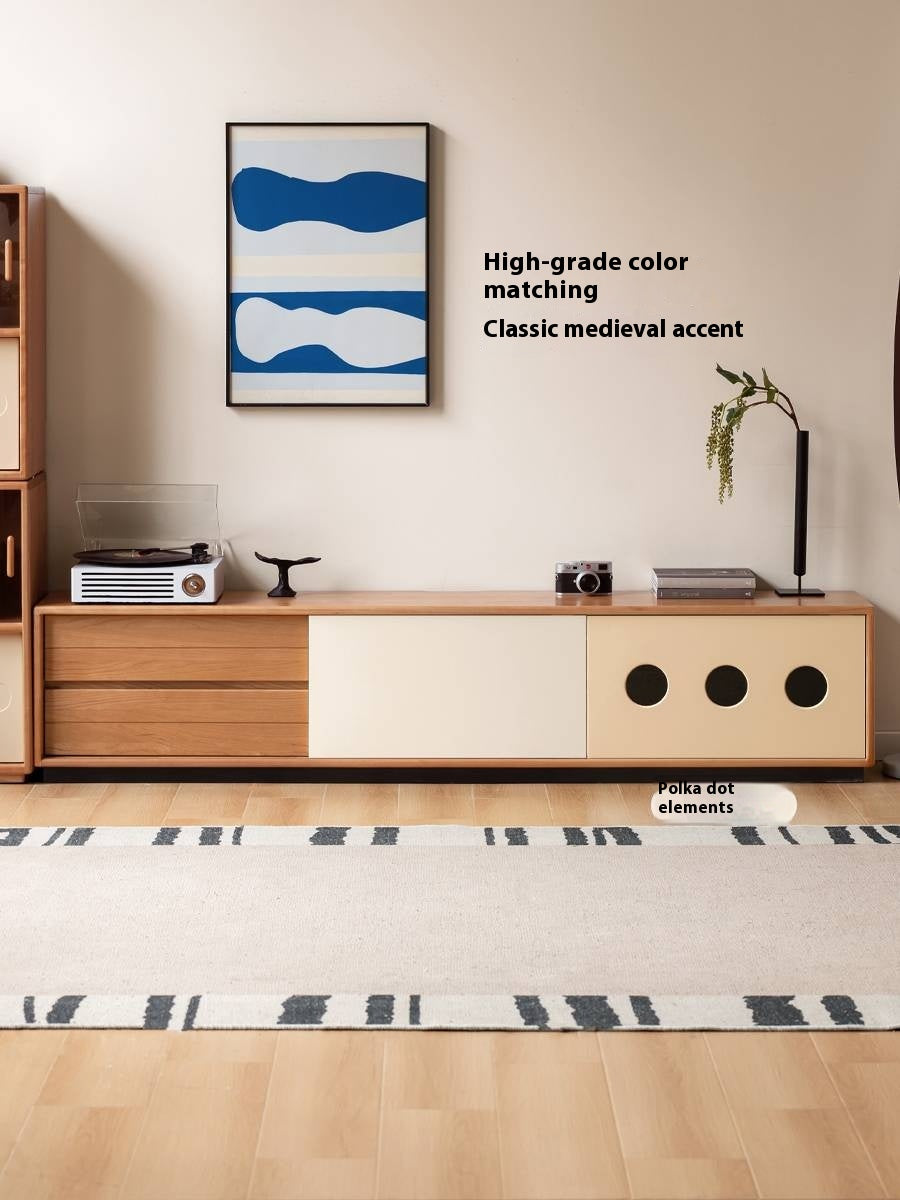 Cherry Solid Wood Antique Colored Floor TV Stand