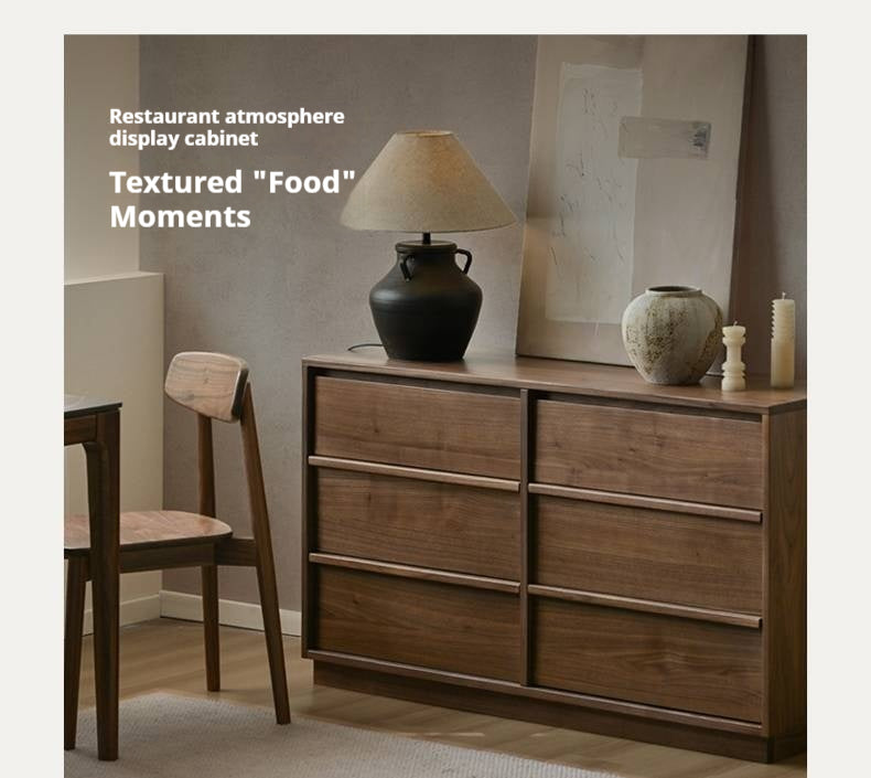 Black Walnut, Sandalwood, Oak Solid Wood Skeleton Line Chest of Drawers