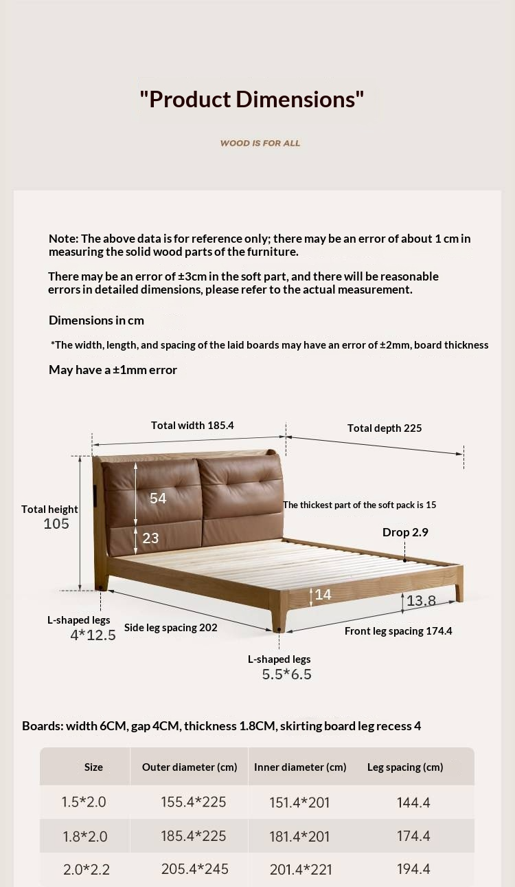 Ash Solid Wood Modern Leather Tufted Platform Bed with USB Charging Port