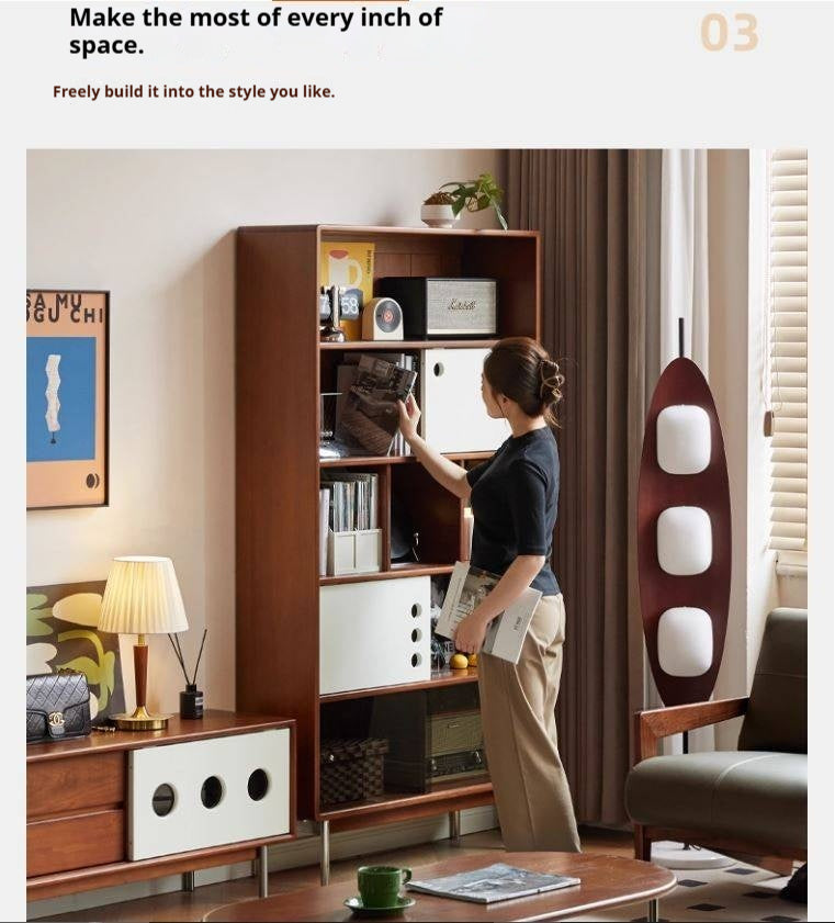 Poplar, Cherry Solid Wood Ancient Style Bookcase