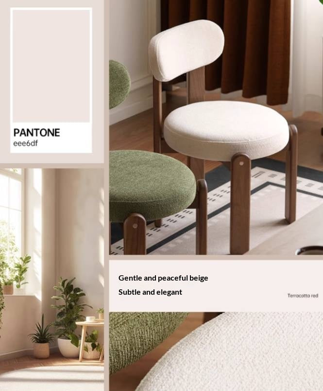 Set 4pcs Black Walnut Solid Wood, Solid Rubberwood Wood Upholstered Dining Chair, Modern Organic