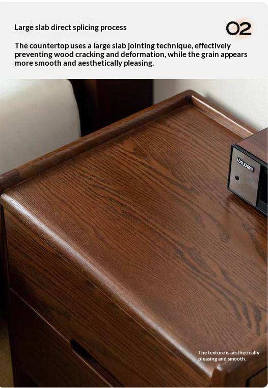 Oak Solid Wood, Solid Rubberwood Nordic Style Nightstand