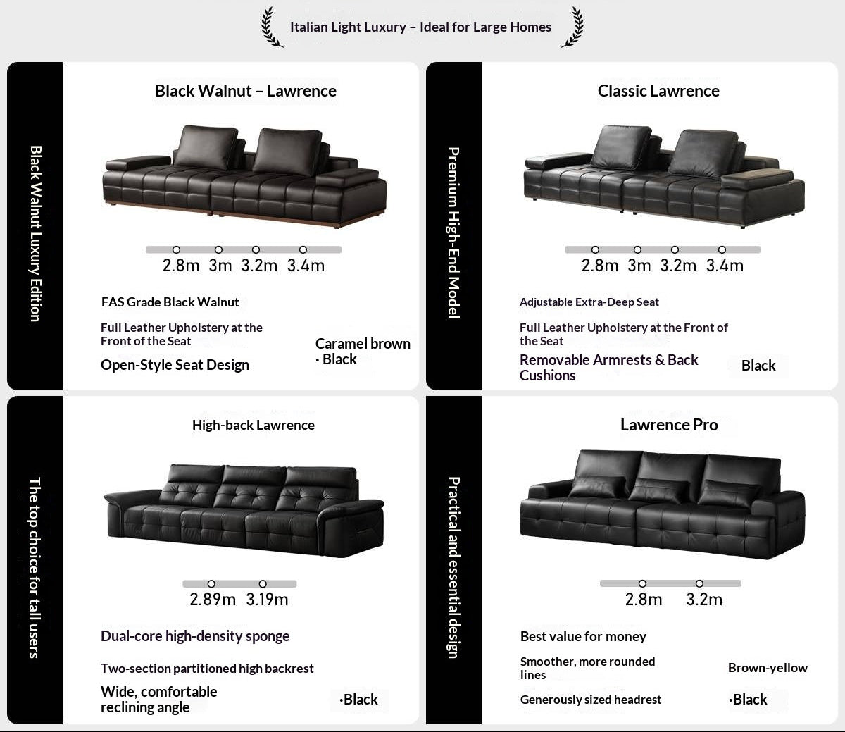 Genuine Leather Lawrence Italian Modern Sofa