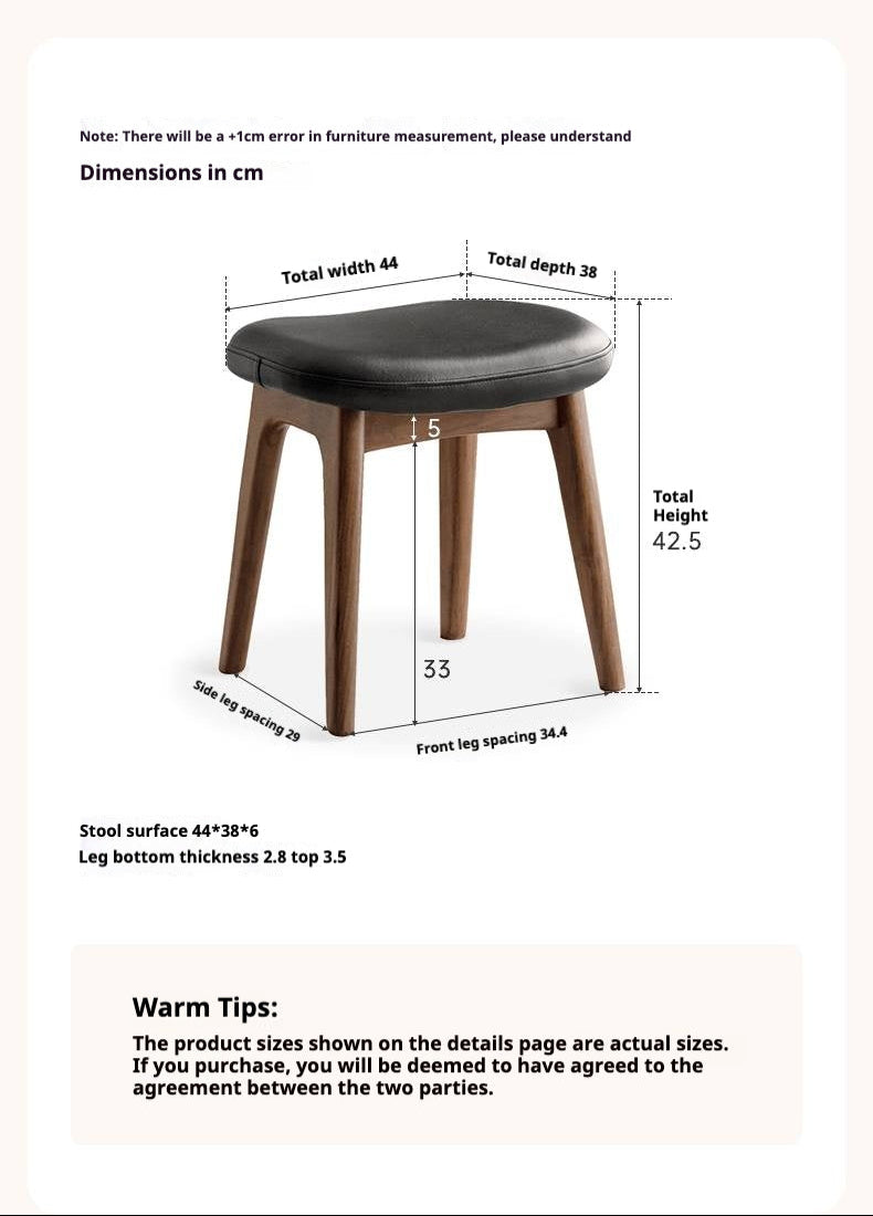 Ash, Black Walnut, Oak Solid Wood, Solid Longan Hardwood Makeup Stool