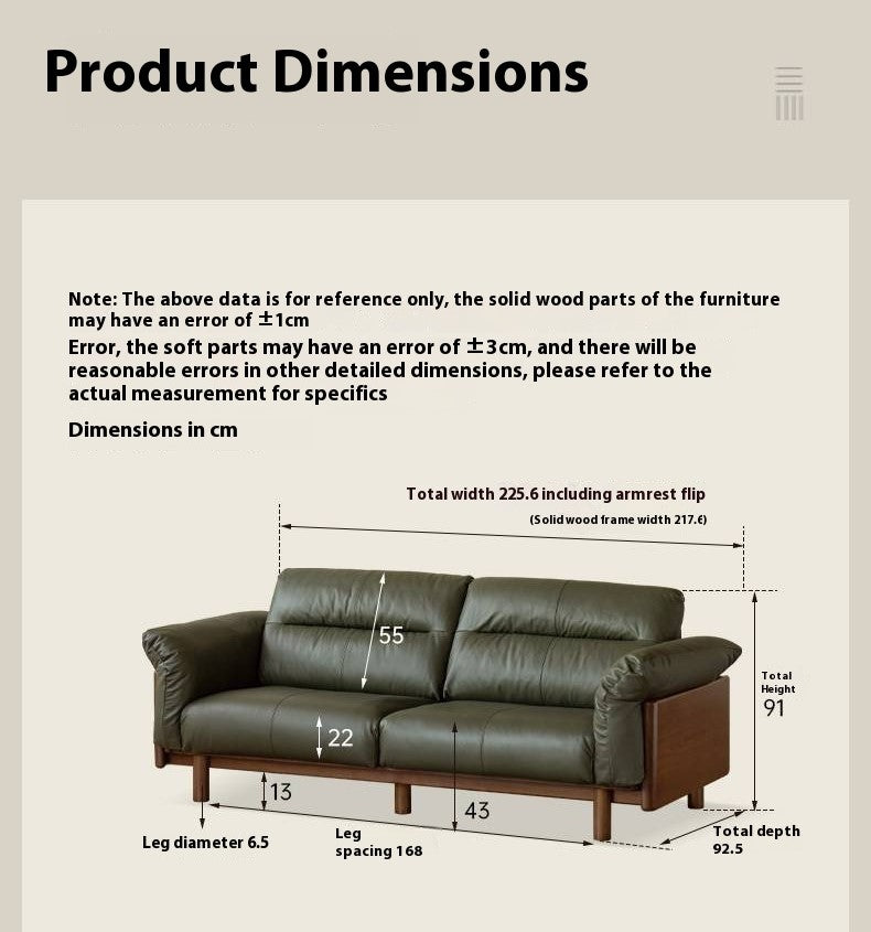 Black Walnut, Oak Solid Wood Sofa Genuine Leather, fabrics