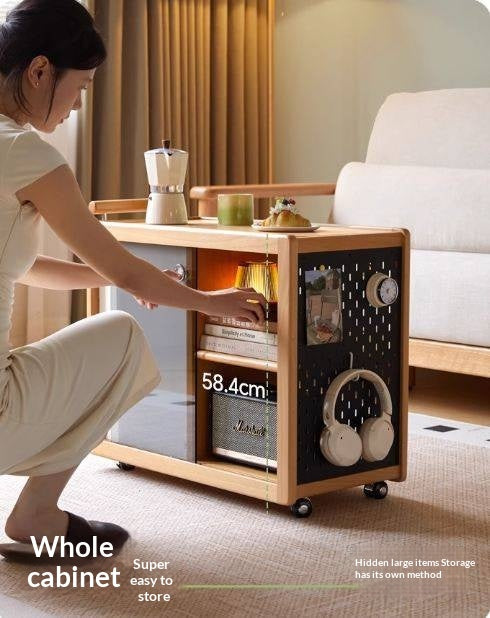 Beech Solid Wood Modern Corner Mobile Side Table