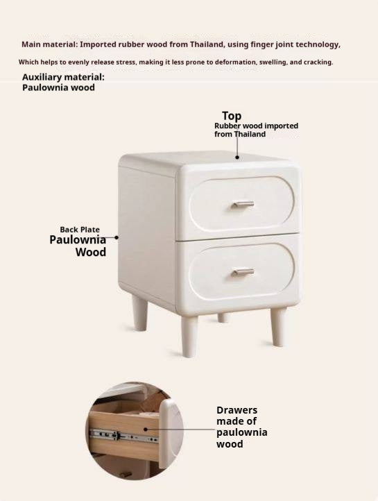 Solid RubberWood French Cream Nightstand