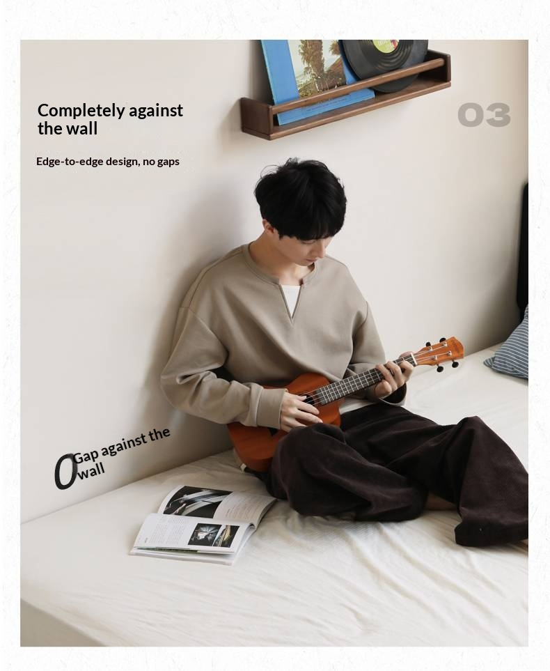 Rubberwood, Poplar Solid Wood Bed in Black — Modern Casual Edge Design