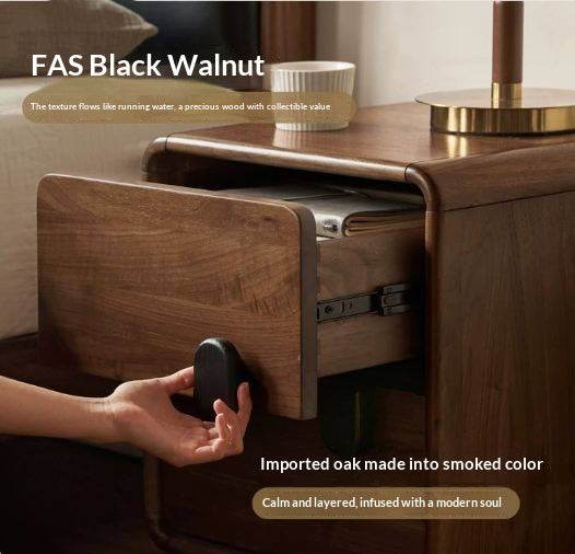 Black Walnut Solid Wood Italian Light Luxury Nightstands