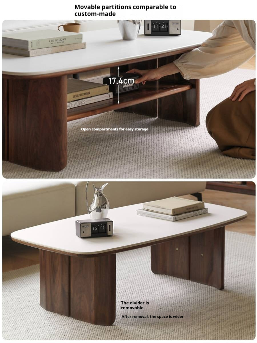 Rubber, Oak, Black Walnut, Сherry Solid Wood Rock Plate Coffee Table