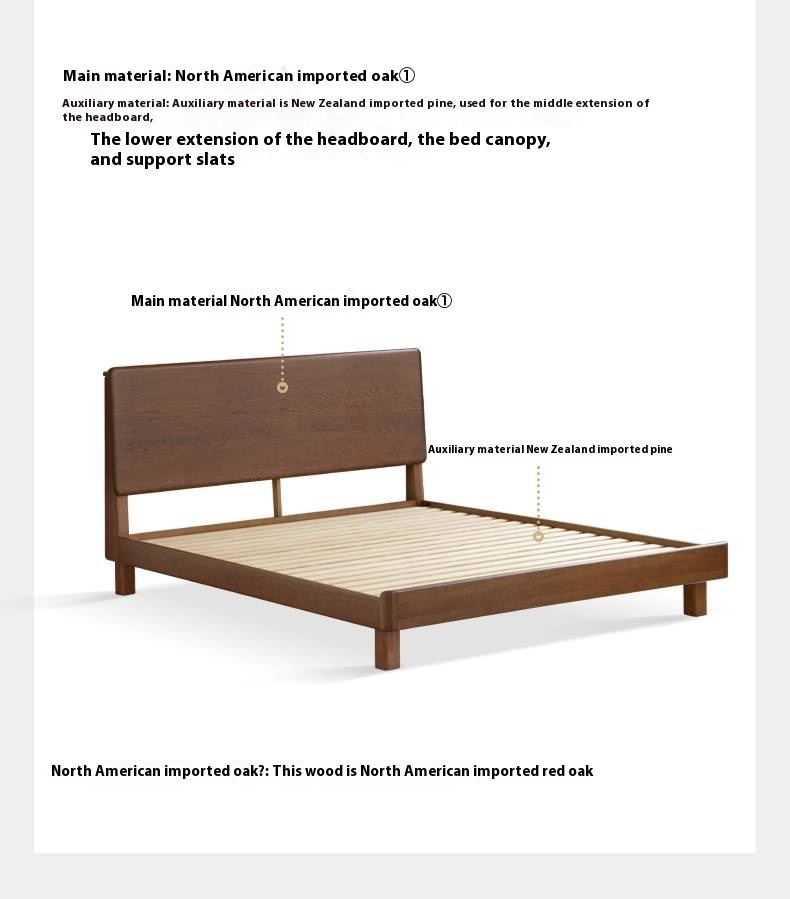 Oak Solid Wood Modern Bed