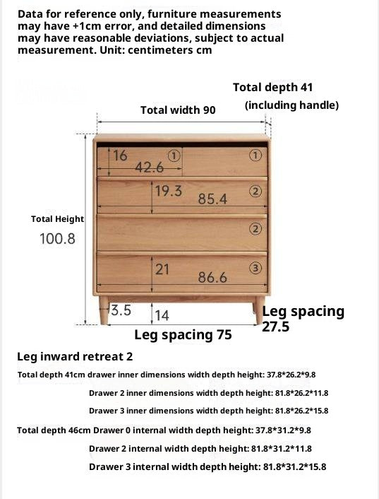Oak, Ash Solid Wood Modern Storage Drawer Cabinet