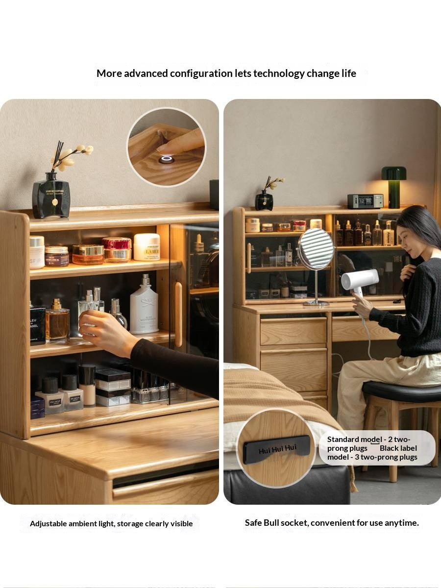 Ash Solid Wood Modern Multifunctional Vanity Table