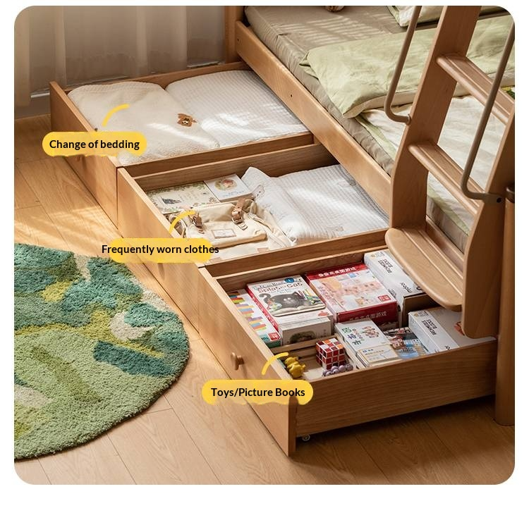 Beech Solid Wood Detachable Bunk Bed with Playful Design