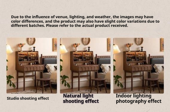 Black Walnut Solid Wood French Retro Multifunctional Vanity Table