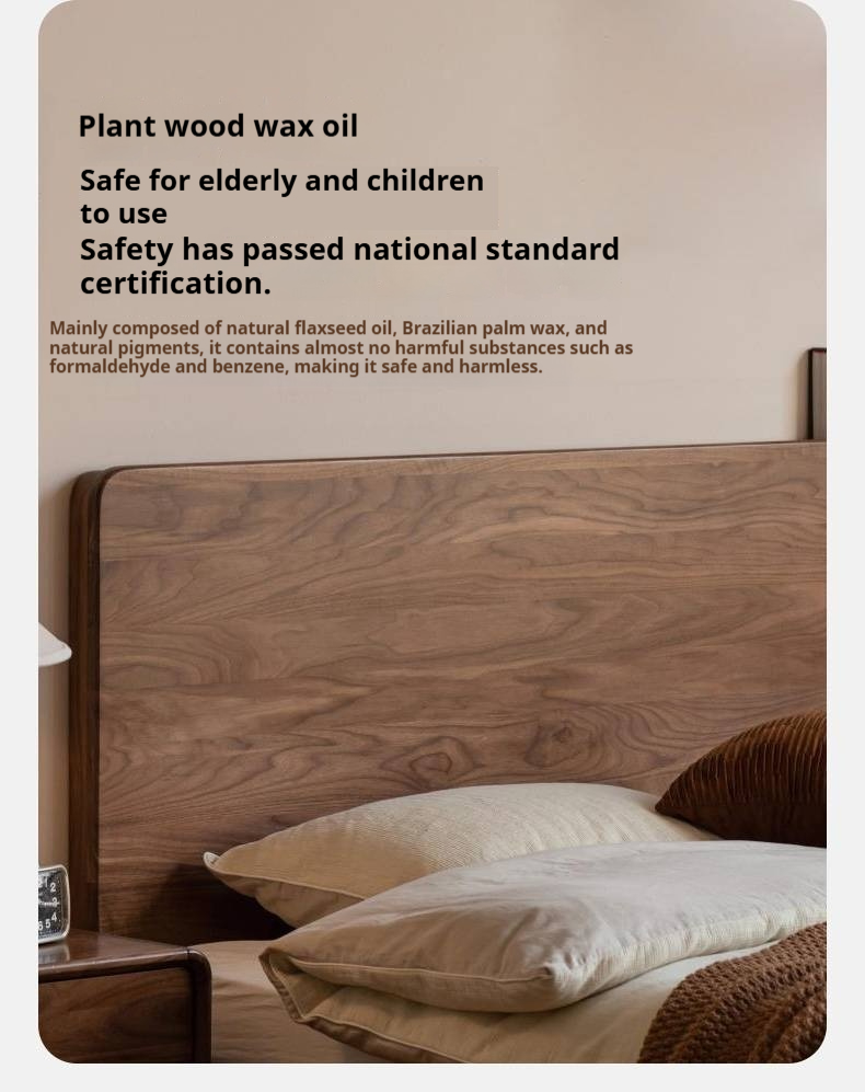 Black Walnut Solid Wood Modern Minimalist Bed