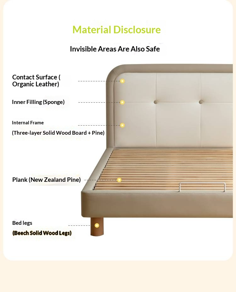 Organic Leather Children's Soft Bag High Headboard Single Bed