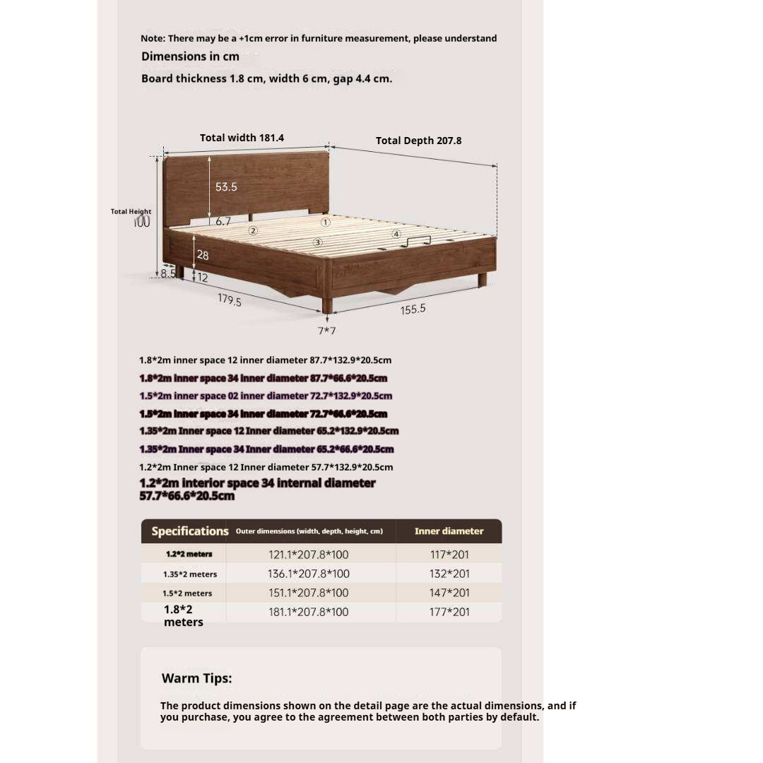 Black Walnut Solid Wood Italian Luxury Storage Bed