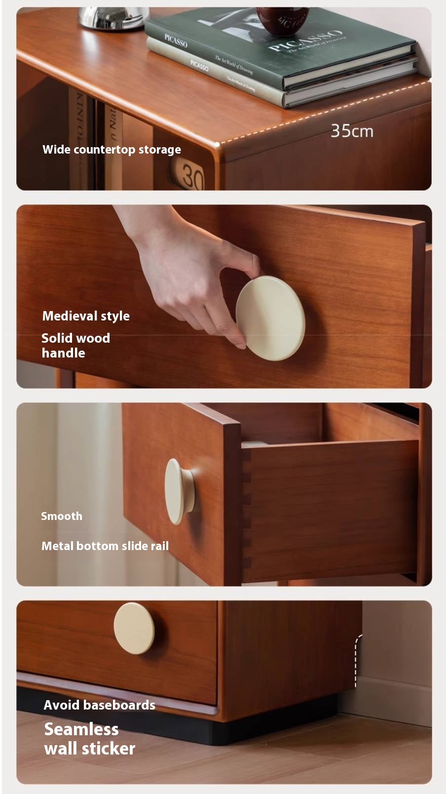 Poplar Solid Wood Middle Ages Side Cabinet.