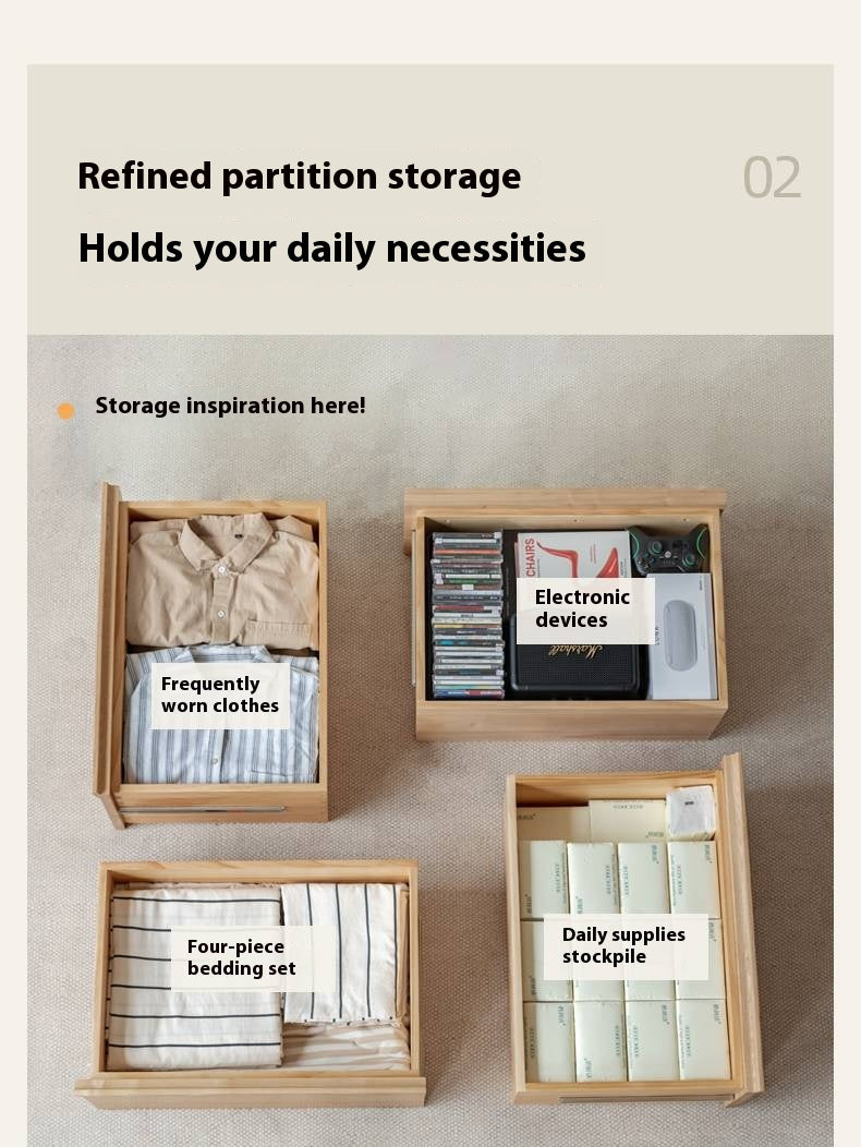 Ash Solid Wood Log Style Six Drawers Cabinet