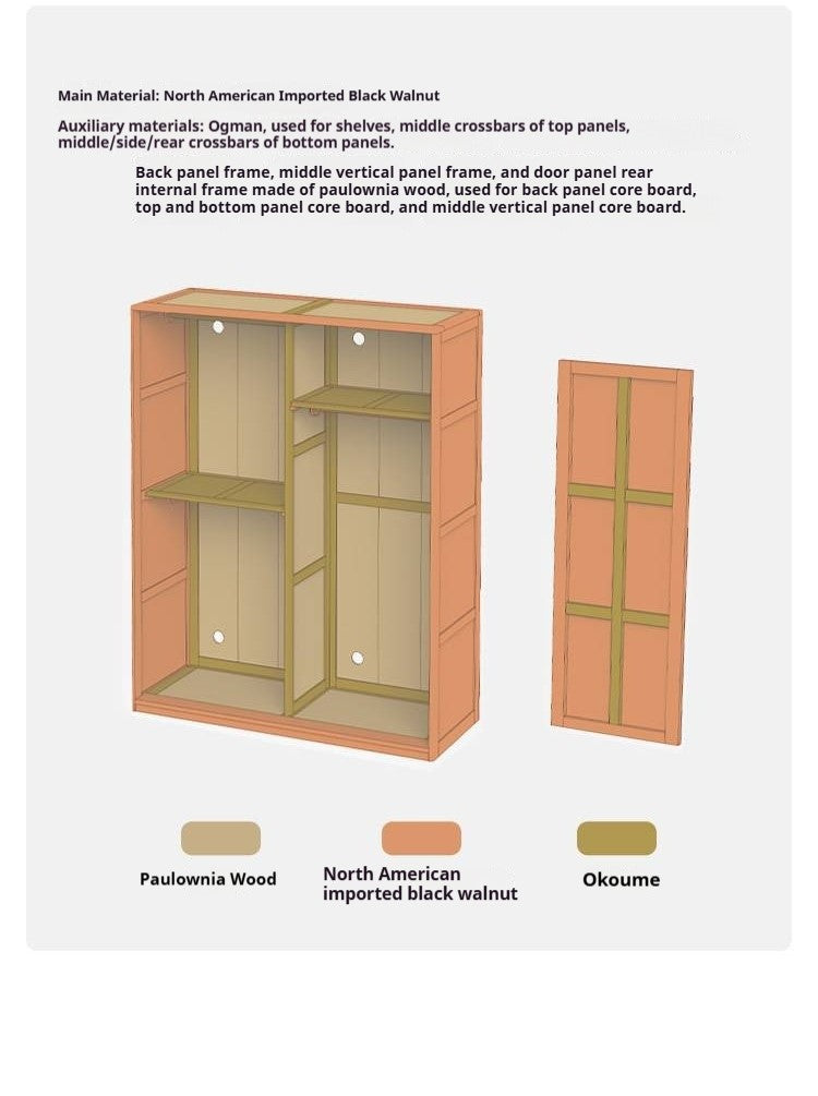 Black Walnut Solid Wood Wardrobe.