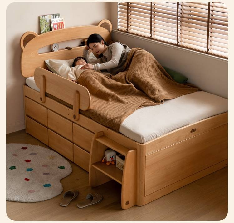 Beech Solid Wood Children's Night Light Storage Loft Bed