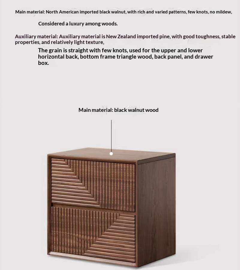 Black Walnut Solid Wood Modular Storage Cabinet, Mid Century Dresser with Geometric Front Design