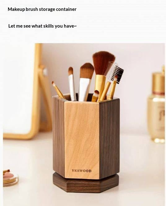 Black Walnut, Maple Solid Wood Rotating Pen Holder